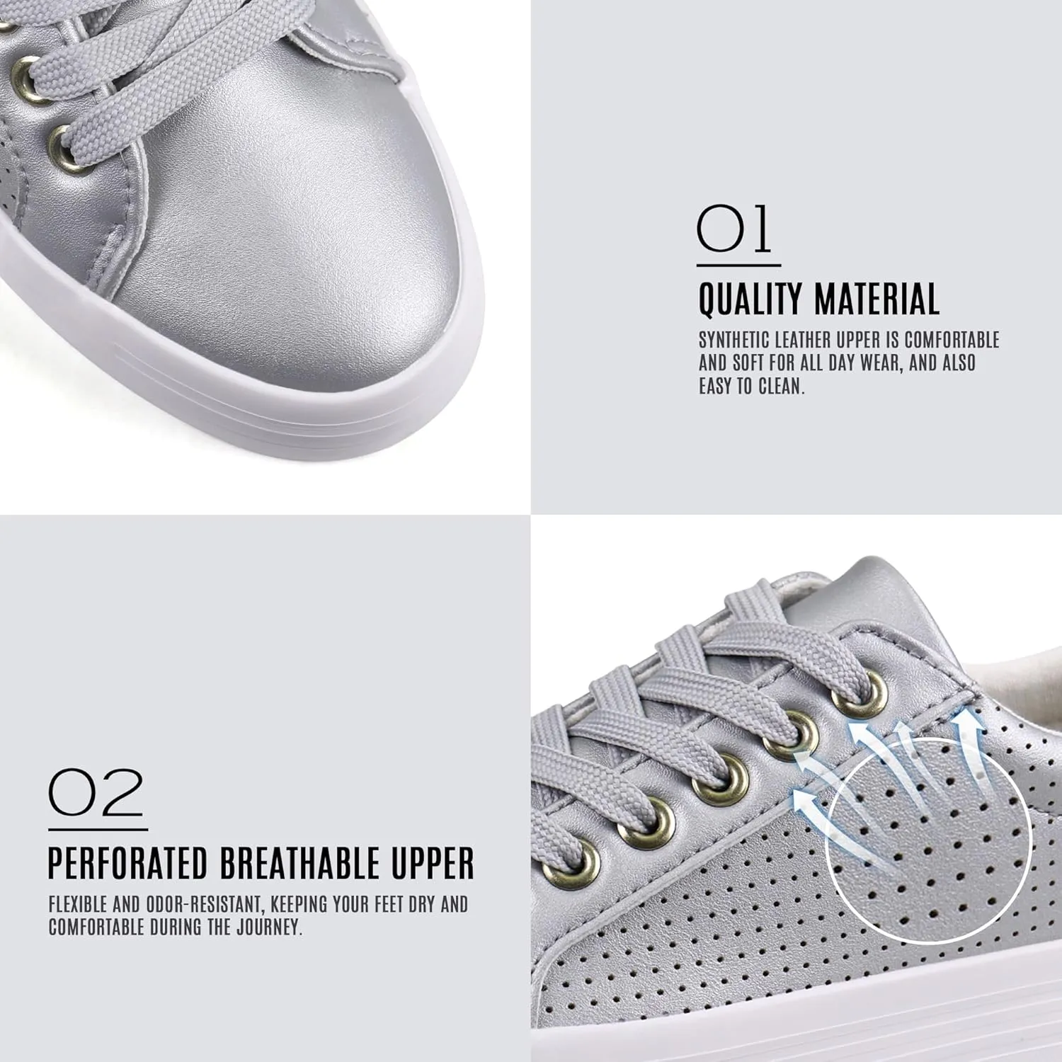 JABASIC Women Platform Sneakers Breathable Casual Lace Up Fashion Walking Shoes