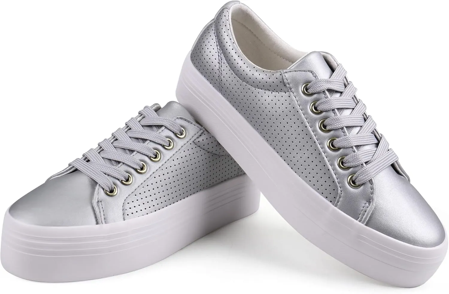 JABASIC Women Platform Sneakers Breathable Casual Lace Up Fashion Walking Shoes