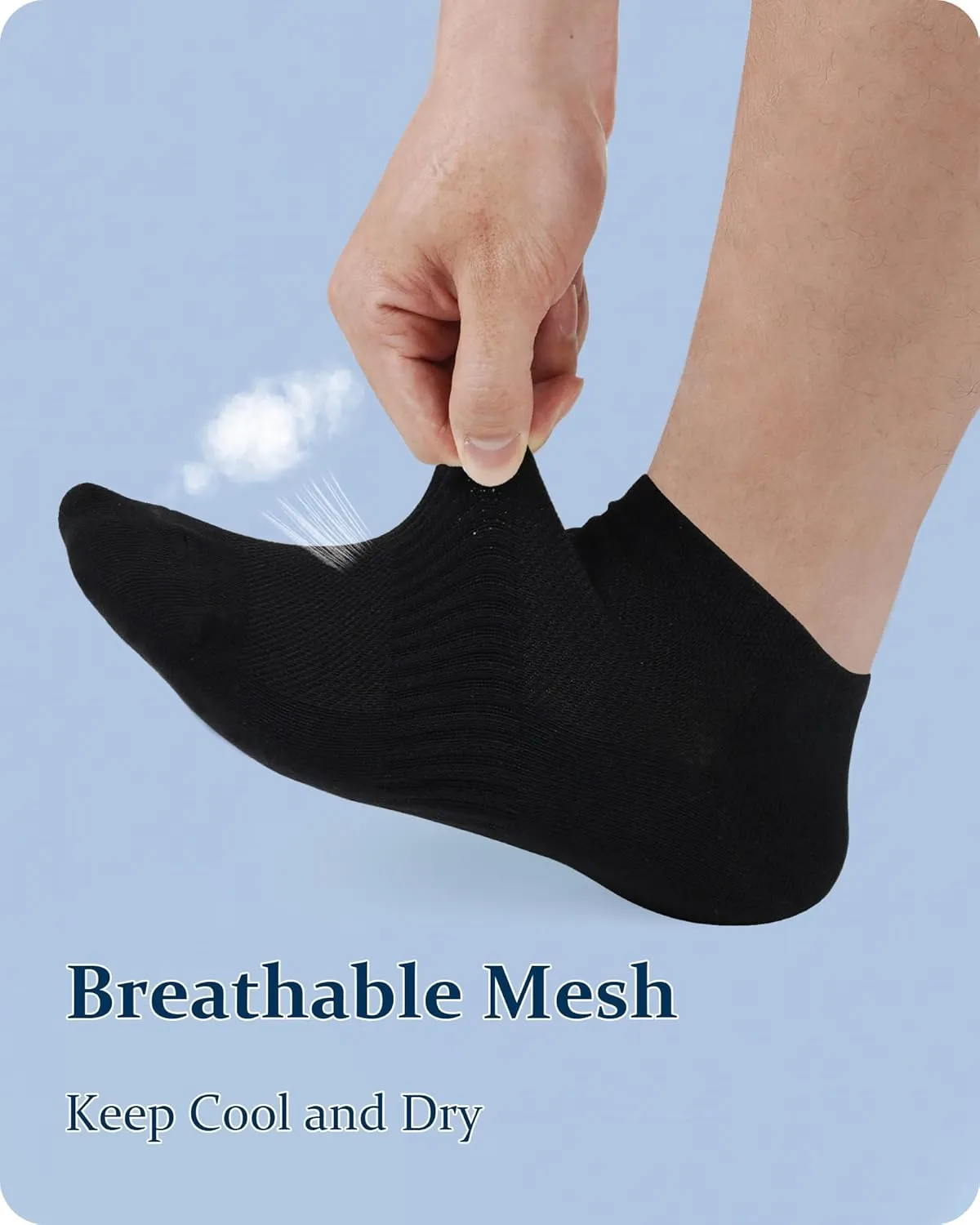 Jane Stone Men's Ankle Socks - 8 Pack Cotton Low Cut Non Slip No Show Socks Size 9-12/13-15