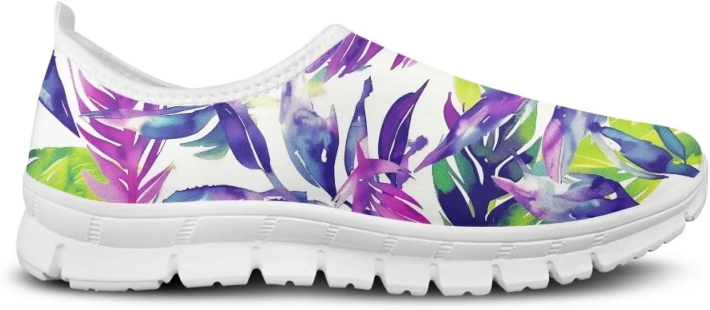 Jeiento Tropical Style Slip-On Loafers for Women Casual Shoes Outdoor Mesh Workout Sneakers