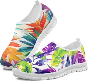 Jeiento Tropical Style Slip-On Loafers for Women Casual Shoes Outdoor Mesh Workout Sneakers
