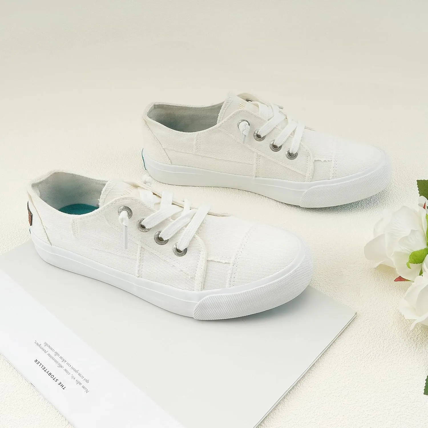 JENN ARDOR Womens Slip On Sneakers Low Tops Canvas Shoes for Women Casual Tennis Shoes Play Sneakers Fashion Shoes