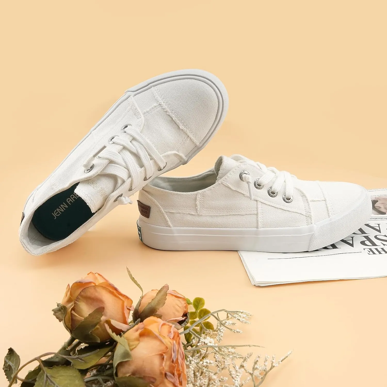 JENN ARDOR Womens Slip On Sneakers Low Tops Canvas Shoes for Women Casual Tennis Shoes Play Sneakers Fashion Shoes