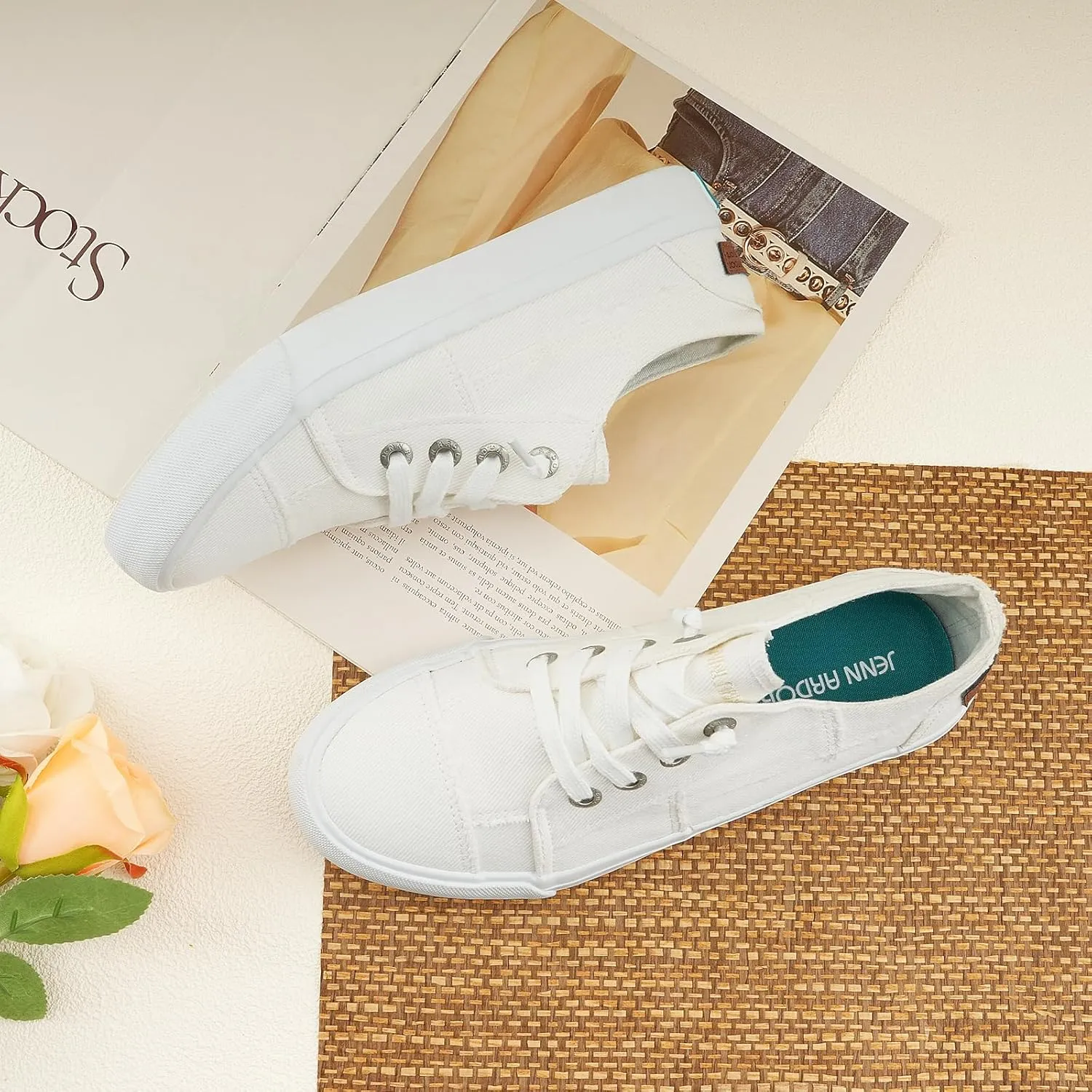 JENN ARDOR Womens Slip On Sneakers Low Tops Canvas Shoes for Women Casual Tennis Shoes Play Sneakers Fashion Shoes