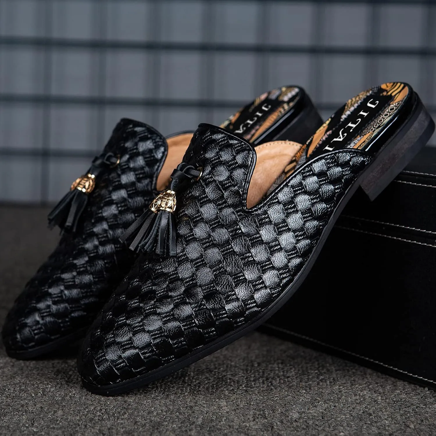 JITAI Men's Mules - Slip-On Loafers, Casual Half Loafers, Backless Sandals