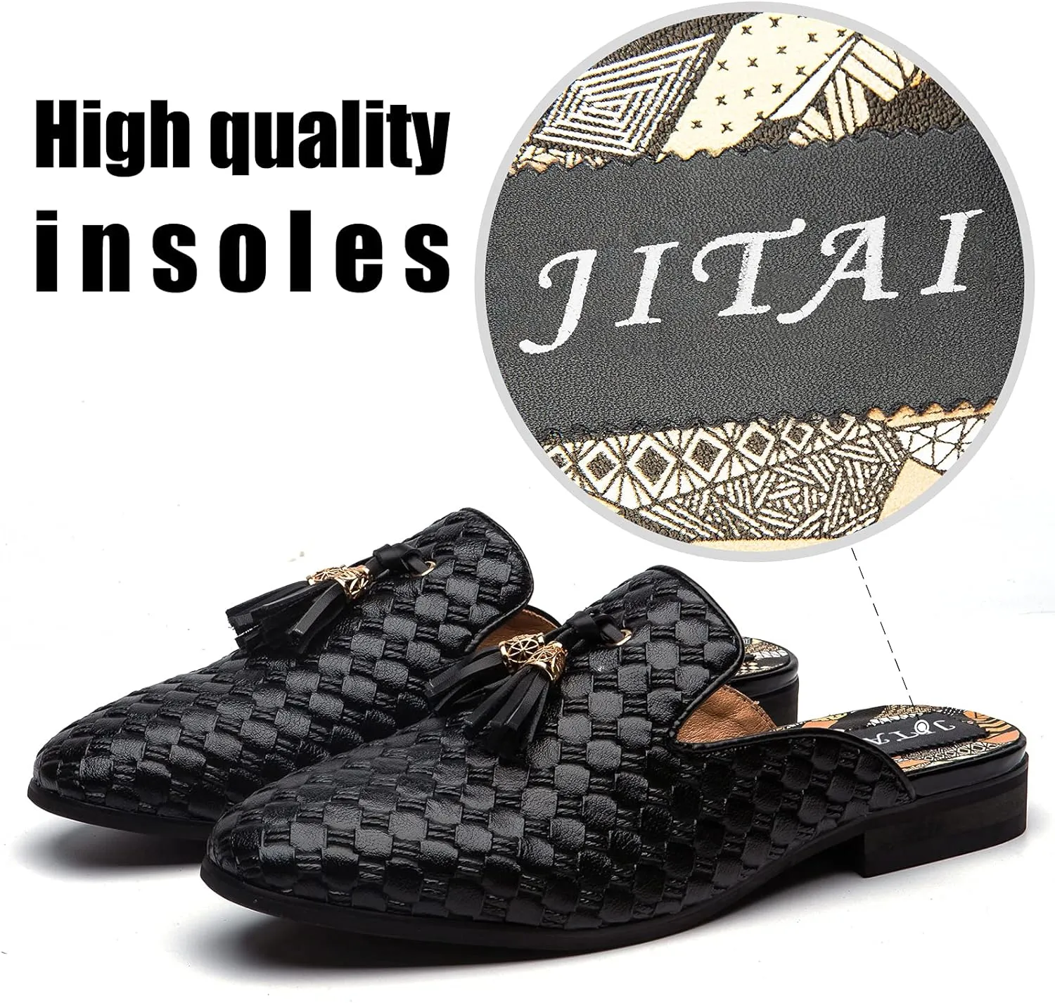 JITAI Men's Mules - Slip-On Loafers, Casual Half Loafers, Backless Sandals