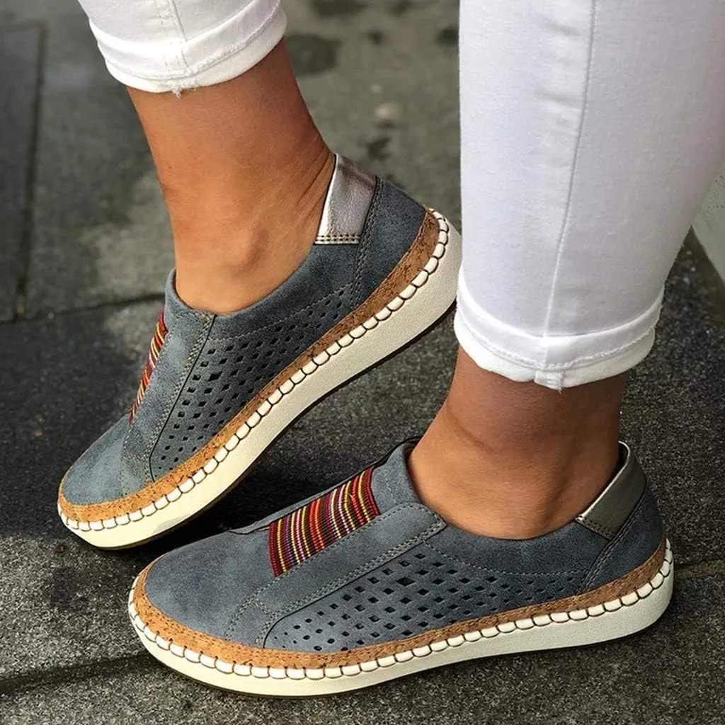 JITUUE Sneakers for Women Slip on Shoes Casual Platform Flats Hollow Mesh Breathable Loafers Walking Lazy Shoes