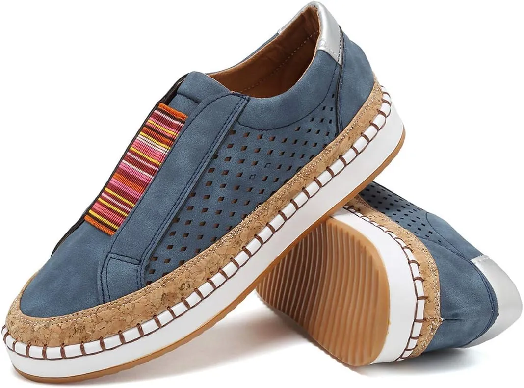 JITUUE Sneakers for Women Slip on Shoes Casual Platform Flats Hollow Mesh Breathable Loafers Walking Lazy Shoes