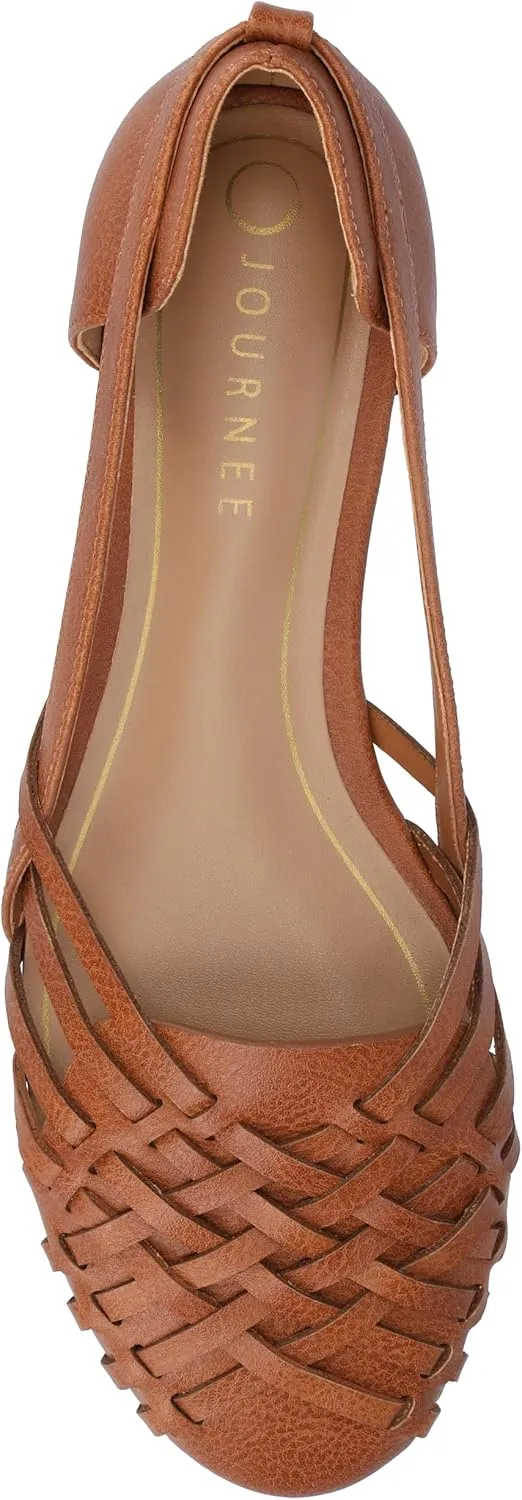 Journee Collection Womens Basket Woven Slip On Sandal Block Heel Caged Closed Round Toe Breathable Ekko Ballet Flat