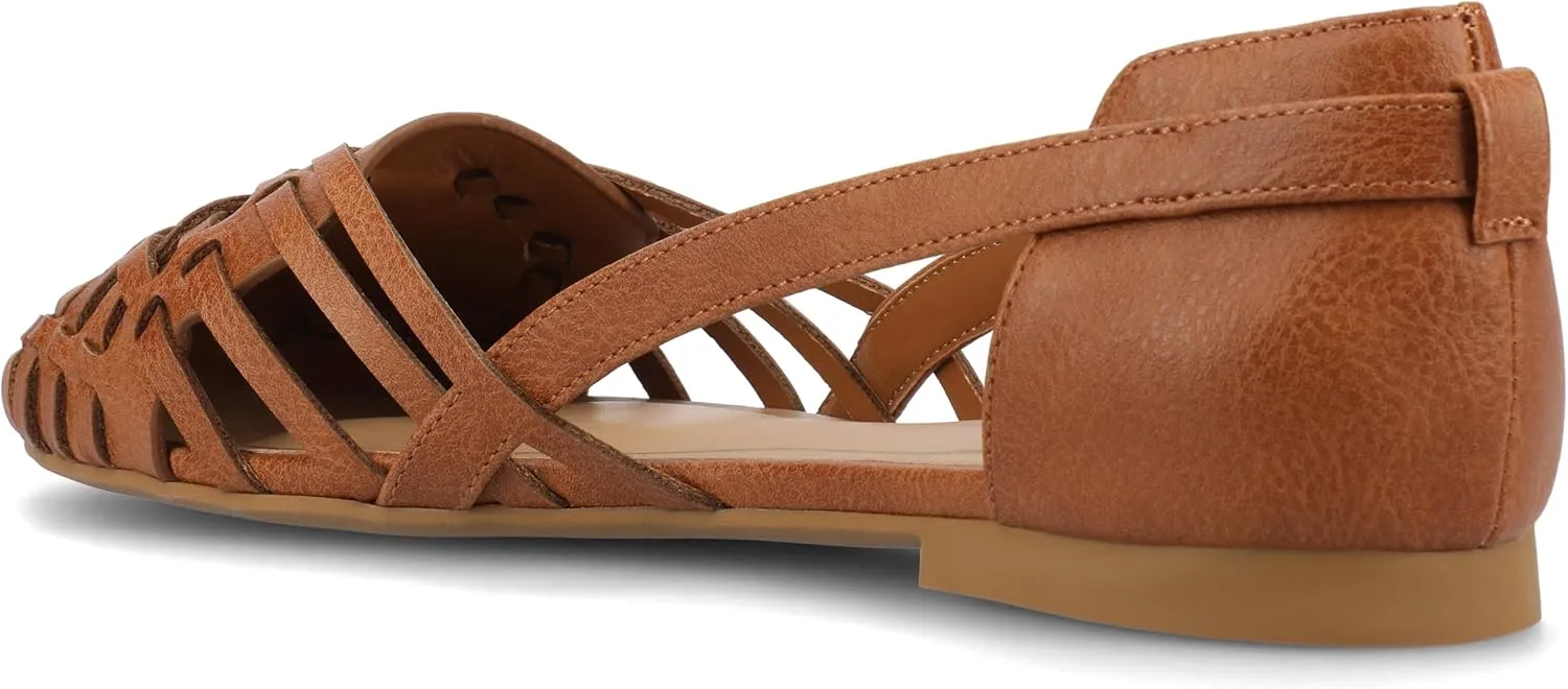 Journee Collection Womens Basket Woven Slip On Sandal Block Heel Caged Closed Round Toe Breathable Ekko Ballet Flat