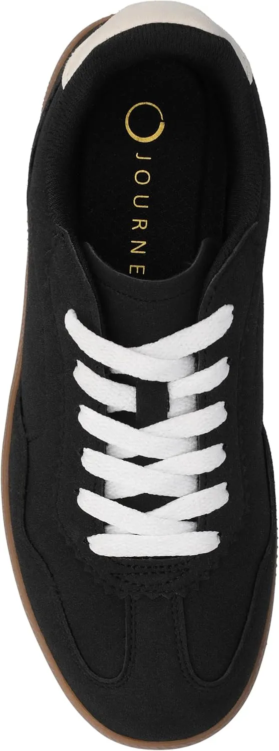 Journee Womens Cushioned footbeds Lummie Casual Sneaker Walking Shoe Round Toe Faux Leather lace up
