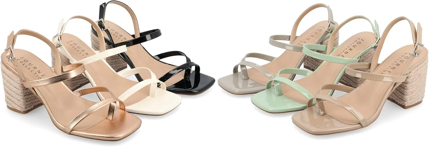Journee Womens Olivina Tru Comfort Foam Jute Covered Block Heel Dress Sandals