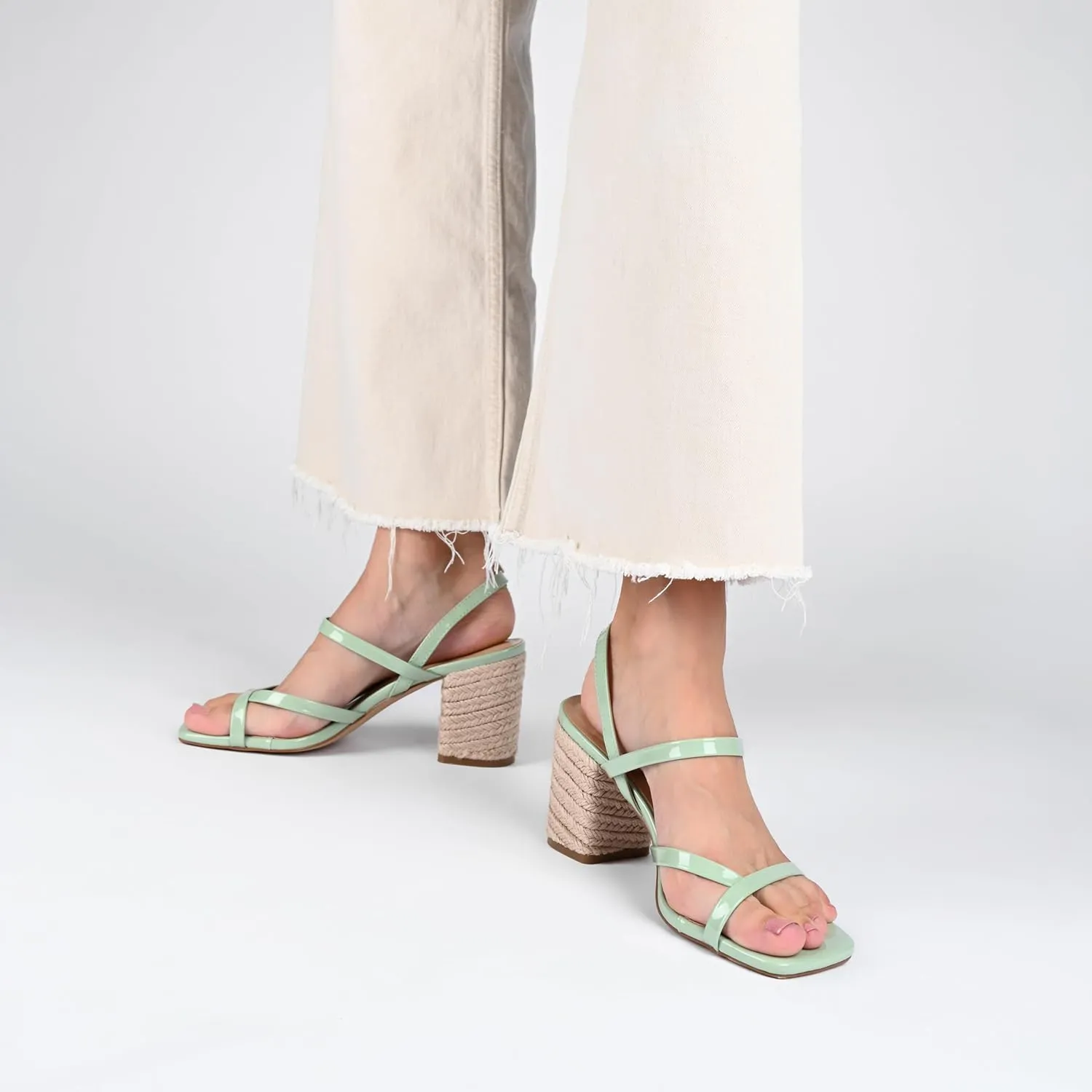 Journee Womens Olivina Tru Comfort Foam Jute Covered Block Heel Dress Sandals