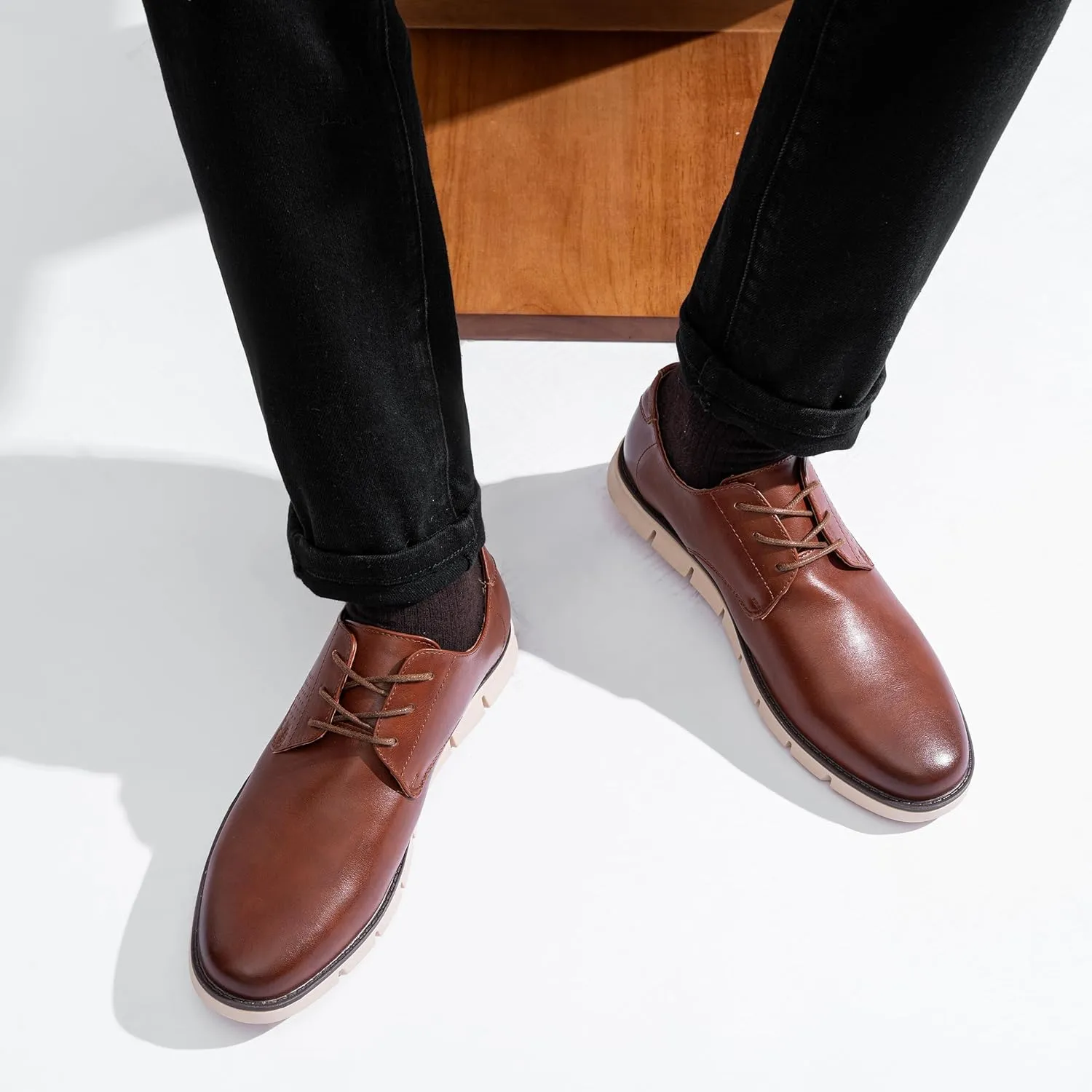 Jousen Mens Dress Shoes Oxfords Casual Retro Classic Comfortable Formal Derby Business Dress Shoes for Men