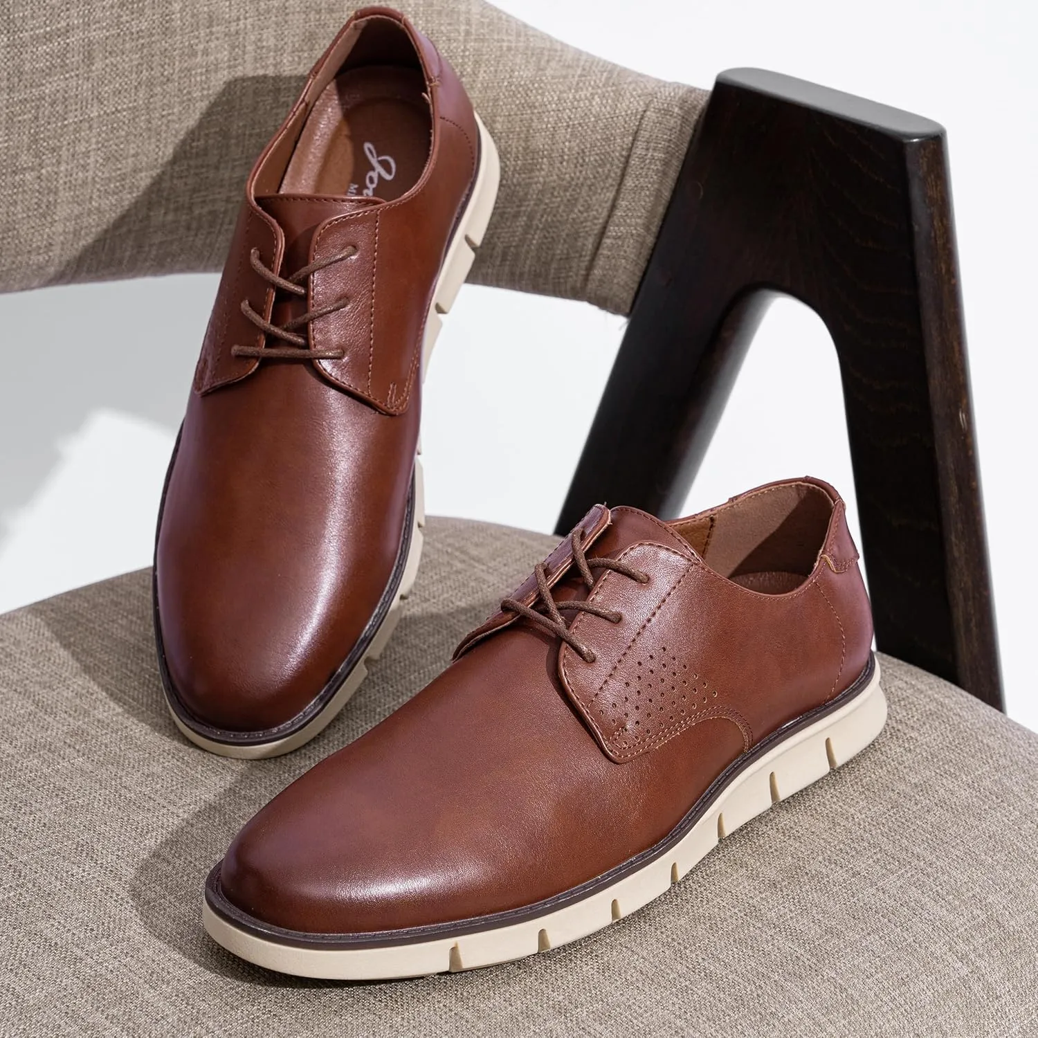 Jousen Mens Dress Shoes Oxfords Casual Retro Classic Comfortable Formal Derby Business Dress Shoes for Men