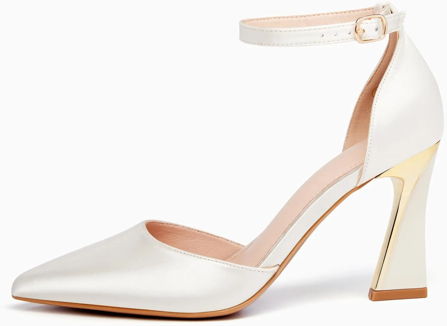 Juliet Holy Womens Pumps Point Closed Toe Heels Buckle Ankle Strap D'Orsay Heeled Sandals