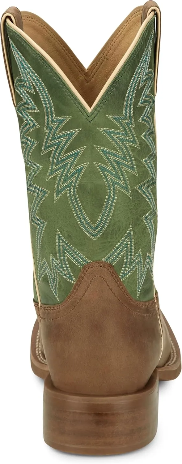 Justin Big Bucks 11” Western Boots for Men - Frontier Collection - Square Toe Leather Men’s Cowboy Boots with Comfort Footbed, Non Slip Rubber Outsole
