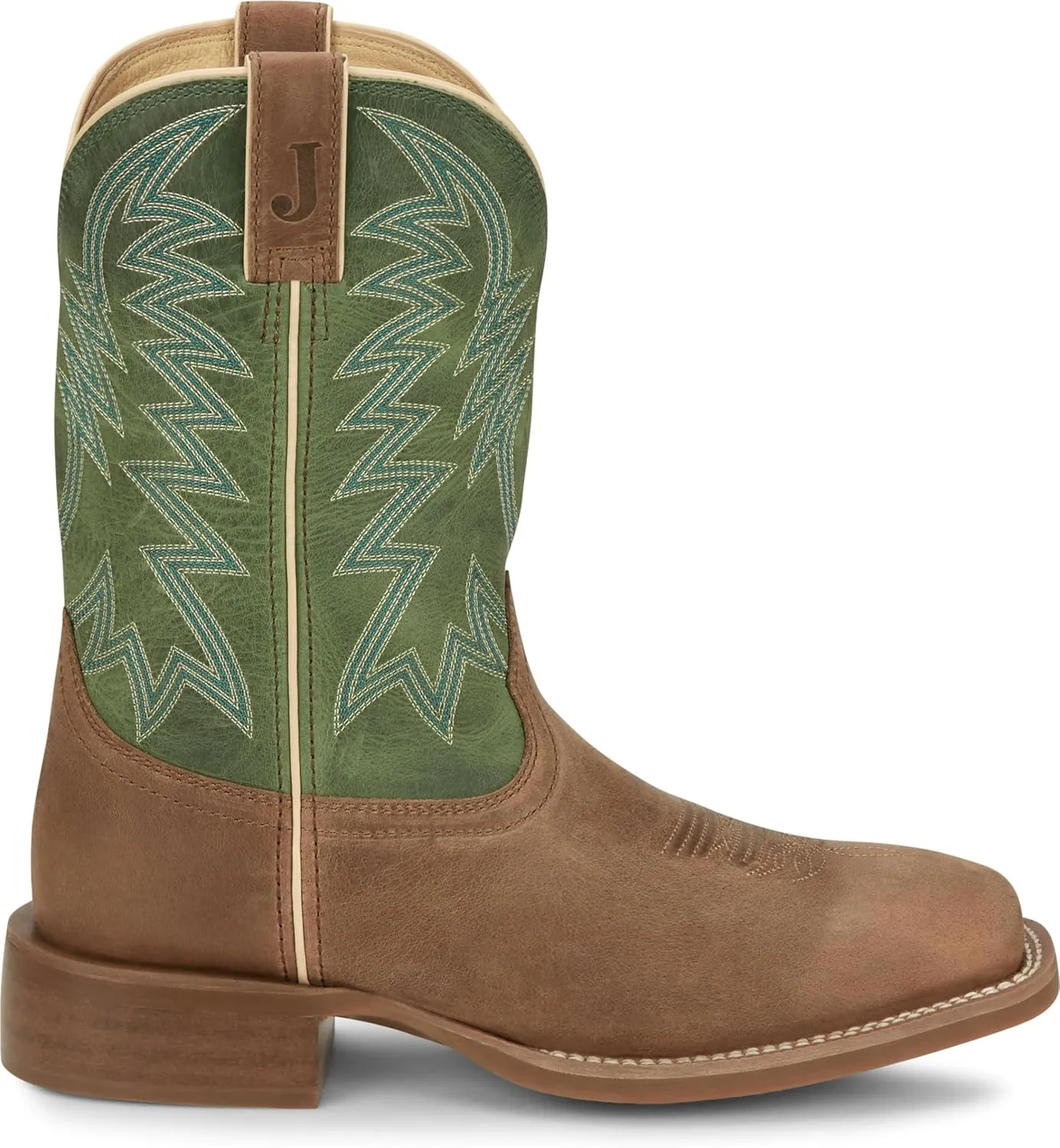 Justin Big Bucks 11” Western Boots for Men - Frontier Collection - Square Toe Leather Men’s Cowboy Boots with Comfort Footbed, Non Slip Rubber Outsole