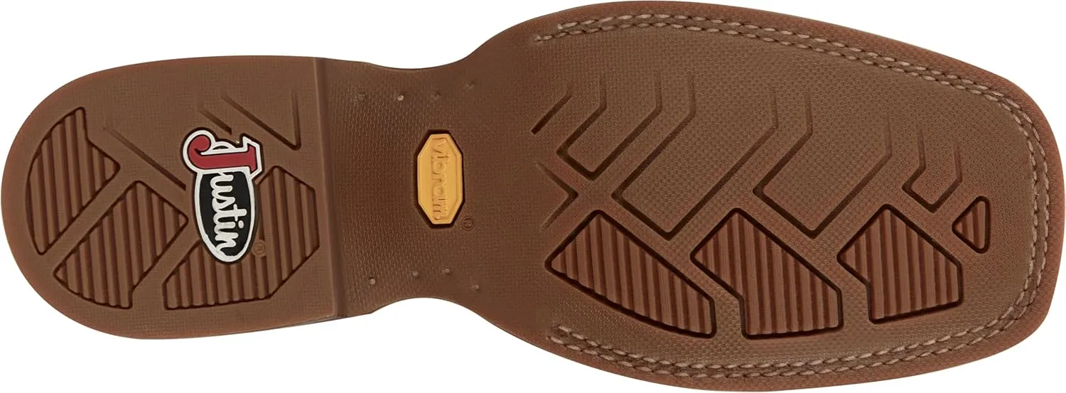 Justin Big Bucks 11” Western Boots for Men - Frontier Collection - Square Toe Leather Men’s Cowboy Boots with Comfort Footbed, Non Slip Rubber Outsole
