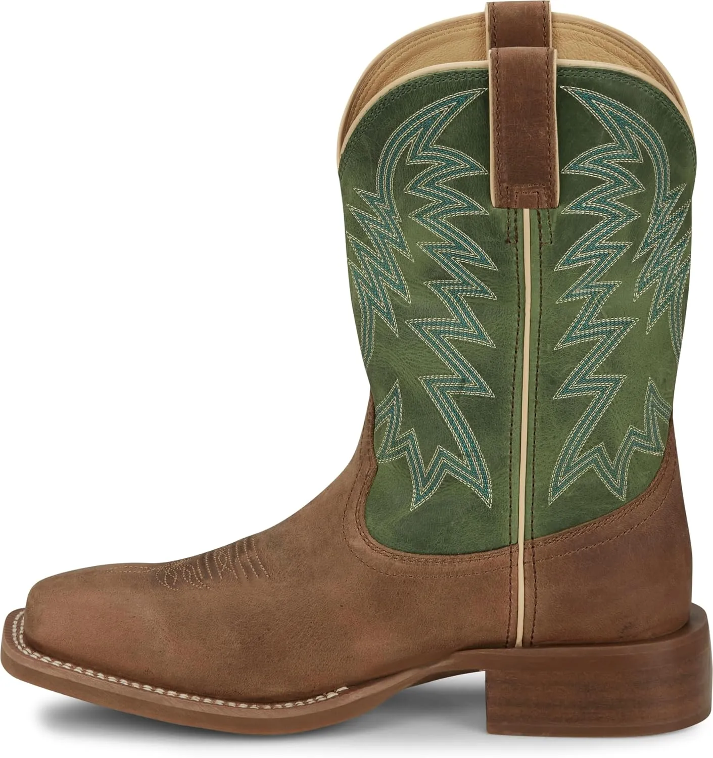 Justin Big Bucks 11” Western Boots for Men - Frontier Collection - Square Toe Leather Men’s Cowboy Boots with Comfort Footbed, Non Slip Rubber Outsole