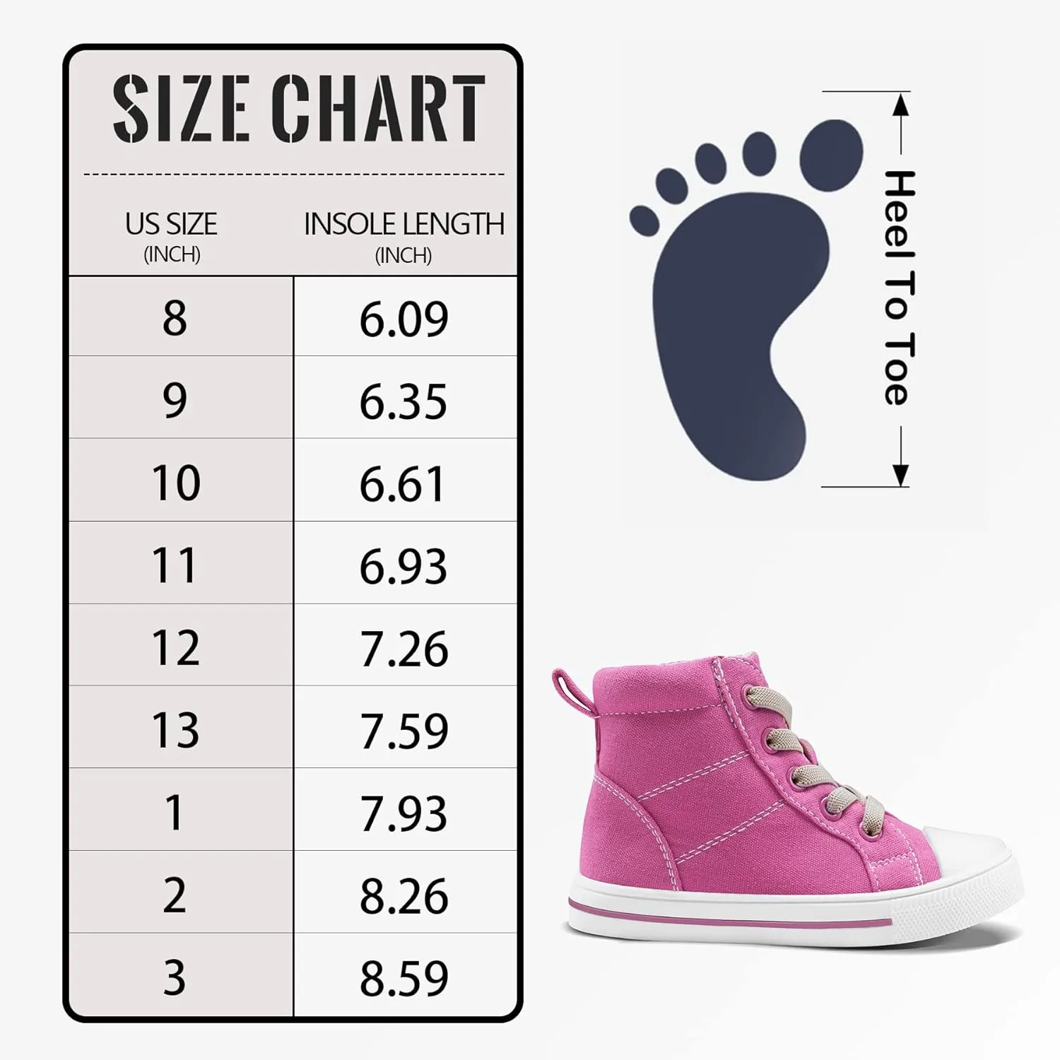 K KomForme Kids Sneakers for Boys and Girls Toddler Canvas High Top Walking Causal Shoes with Zipper