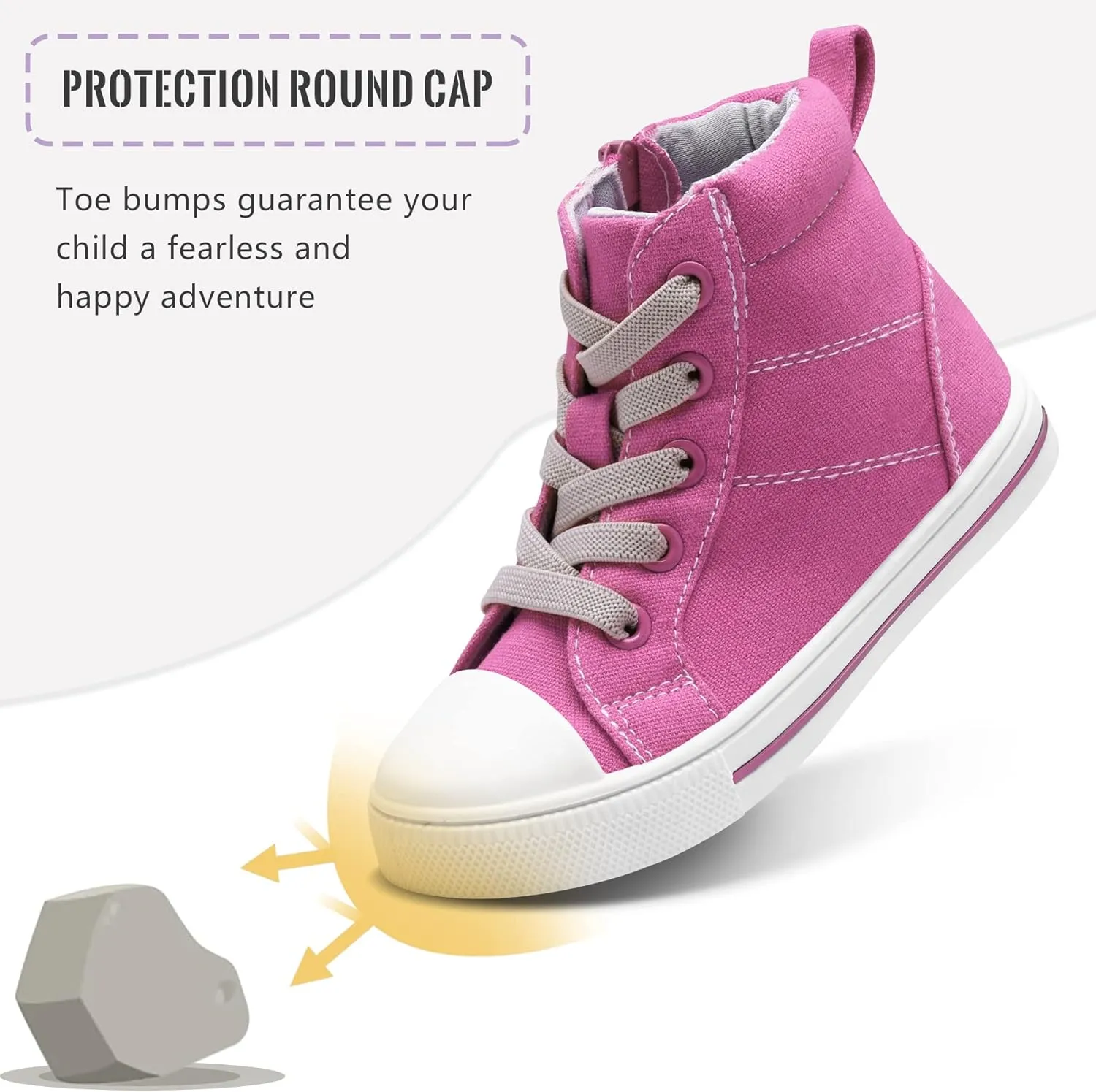 K KomForme Kids Sneakers for Boys and Girls Toddler Canvas High Top Walking Causal Shoes with Zipper