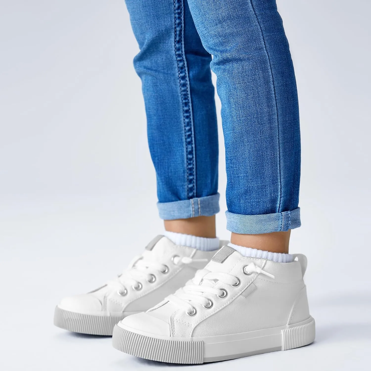 Kids' Cotton Mid-Top Slip-On Sneakers - Casual Canvas Shoes for Girls and Boys