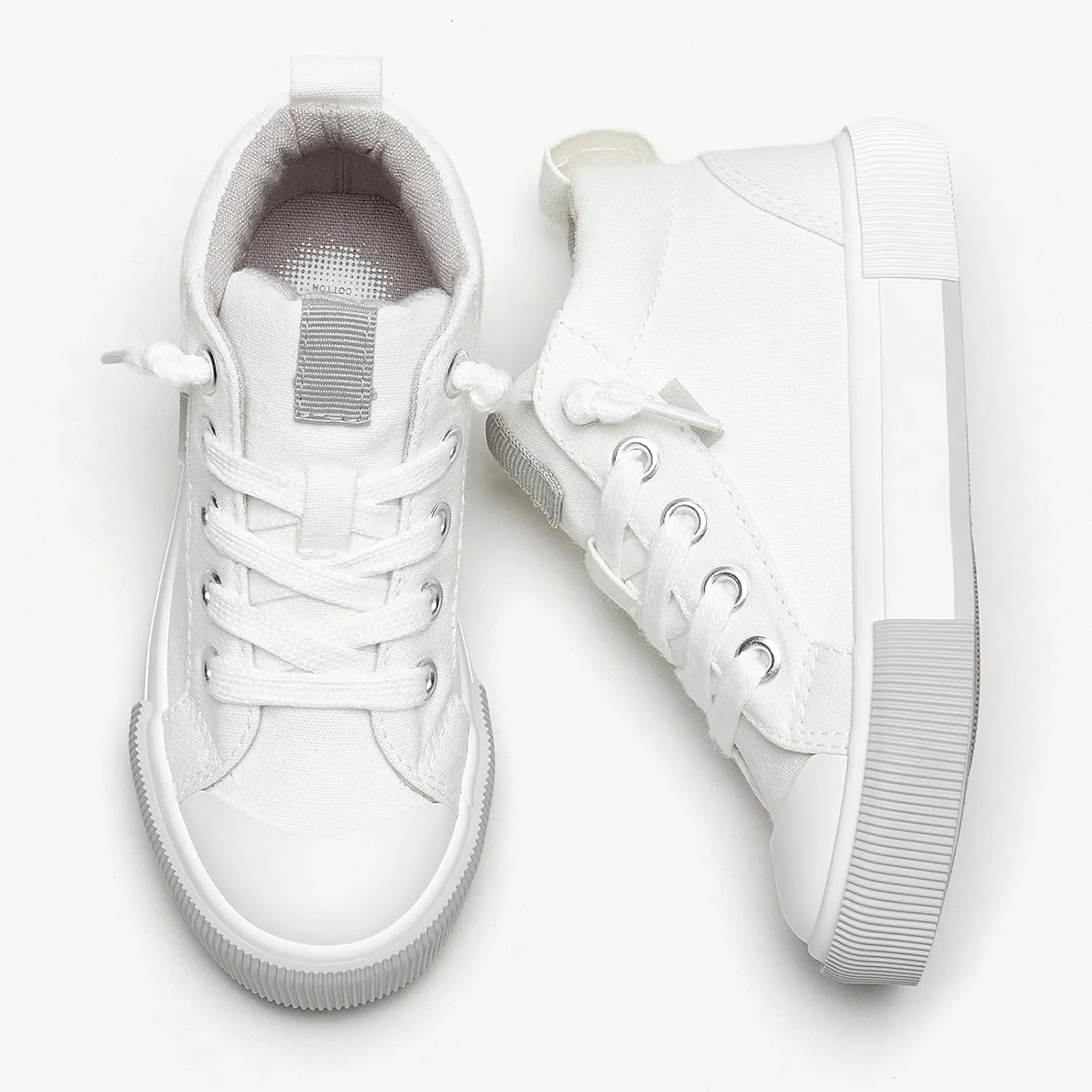 Kids' Cotton Mid-Top Slip-On Sneakers - Casual Canvas Shoes for Girls and Boys