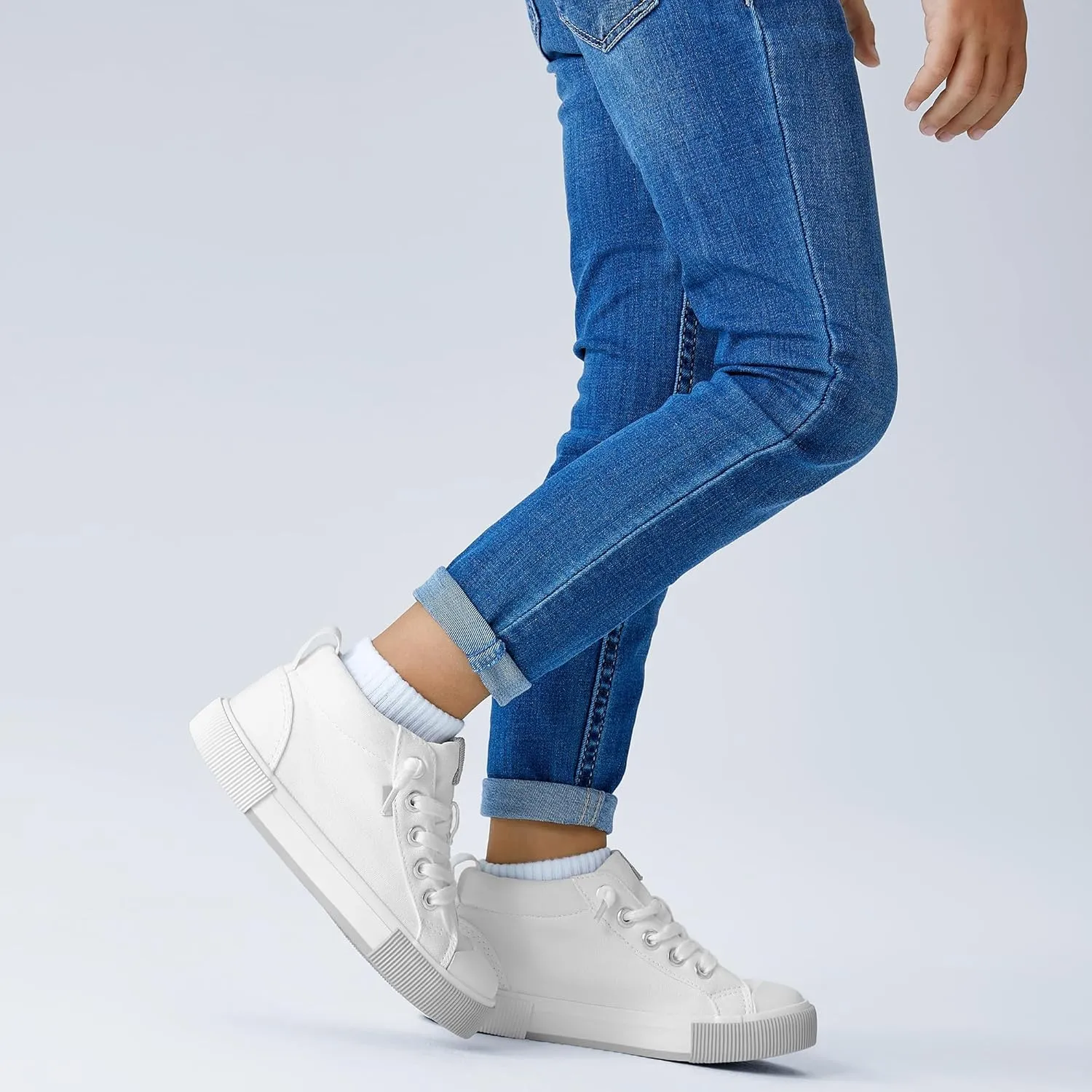 Kids' Cotton Mid-Top Slip-On Sneakers - Casual Canvas Shoes for Girls and Boys