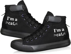 KPOP Cat Shoe Women,Gifts for Teen Girls,Animal Cat Printed Shoes Sneakers Canvas Cute Cat Pattern Unisex High Top Sneakers