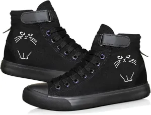 KPOP Cat Shoe Women,Gifts for Teen Girls,Animal Cat Printed Shoes Sneakers Canvas Cute Cat Pattern Unisex High Top Sneakers