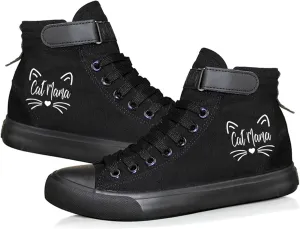 KPOP Cat Shoe Women,Gifts for Teen Girls,Animal Cat Printed Shoes Sneakers Canvas Cute Cat Pattern Unisex High Top Sneakers