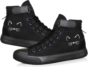 KPOP Cat Shoe Women,Gifts for Teen Girls,Animal Cat Printed Shoes Sneakers Canvas Cute Cat Pattern Unisex High Top Sneakers
