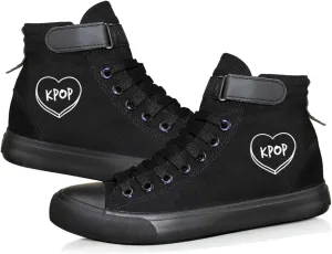 KPOP Merch Gifts for Teen Girls Sneakers Canvas Heart Hand Symbol Unisex Shoes High Top Sneakers for Womens and Mens