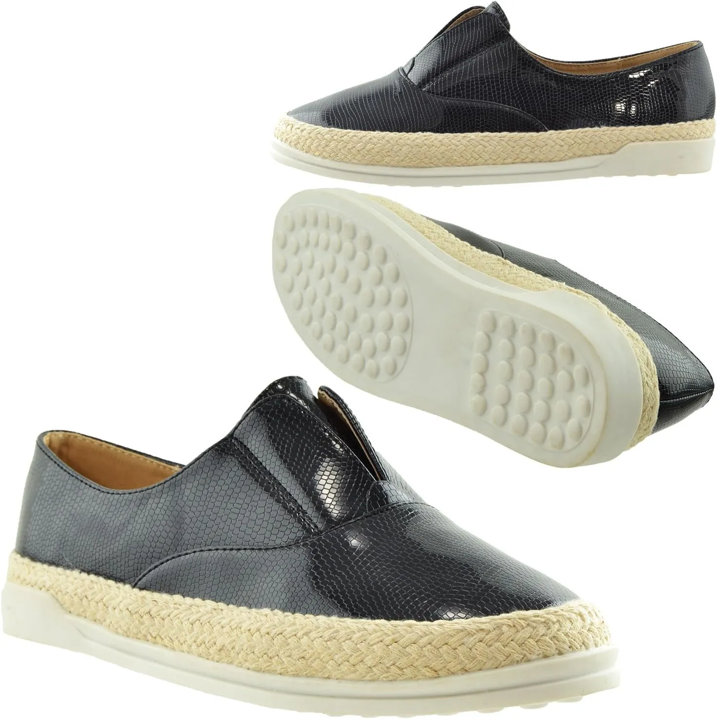 KS & CO Womens Flat Shoes Snake Print Espadrilles Slip On Sneakers