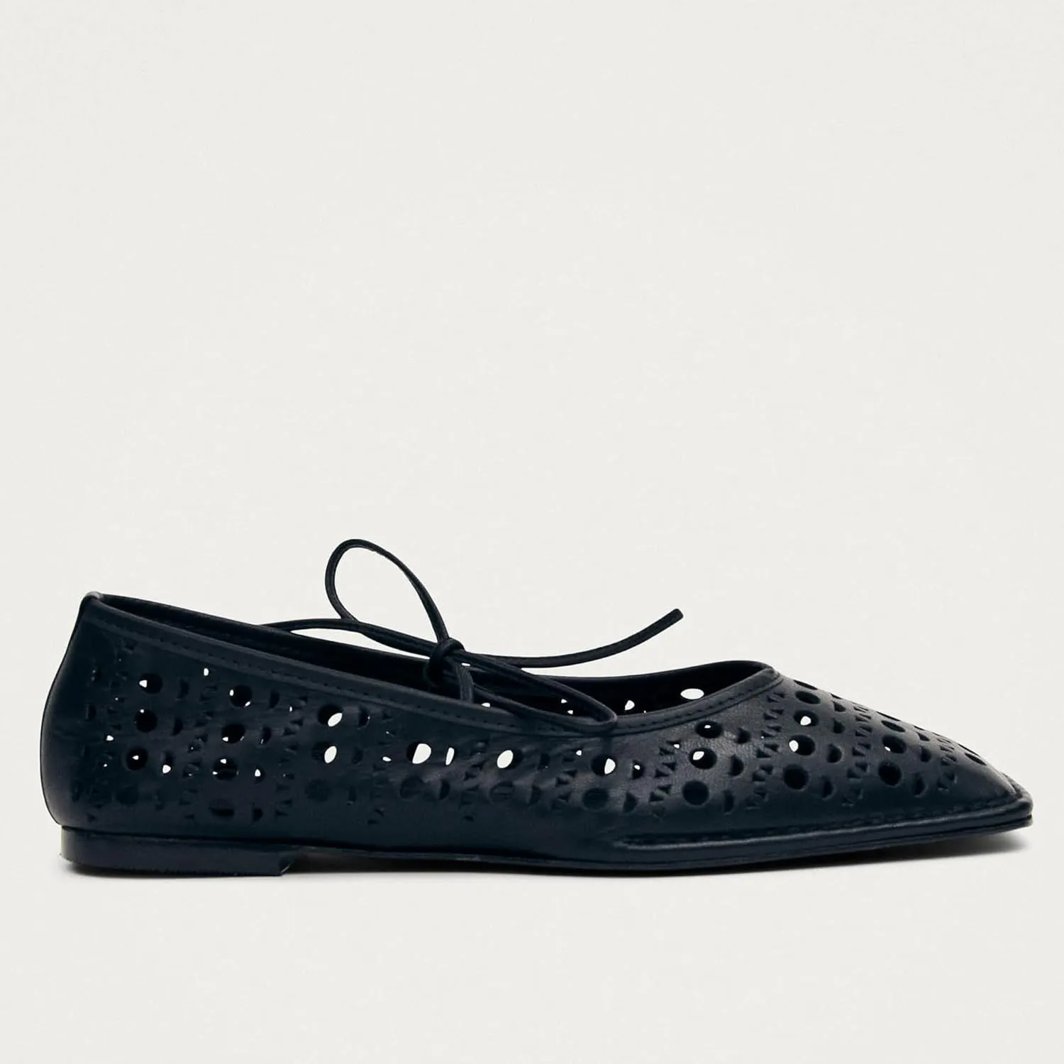 Lace Up Ballet Flats for Women Bow Square Toe Mary Jane Flats Slip On Leather Ballerina Shoes