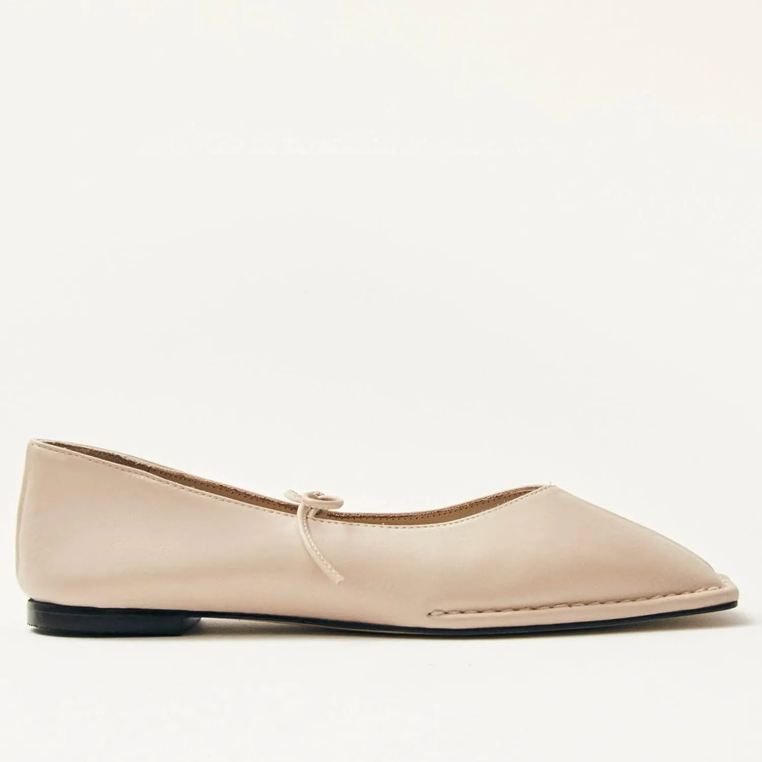 Lace Up Ballet Flats for Women Bow Square Toe Mary Jane Flats Slip On Leather Ballerina Shoes