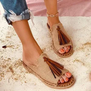Ladies Flat Sandals Women Comfortable Sandal Shoes Tassel Leather Sandal Shoes Gladiator Sandals