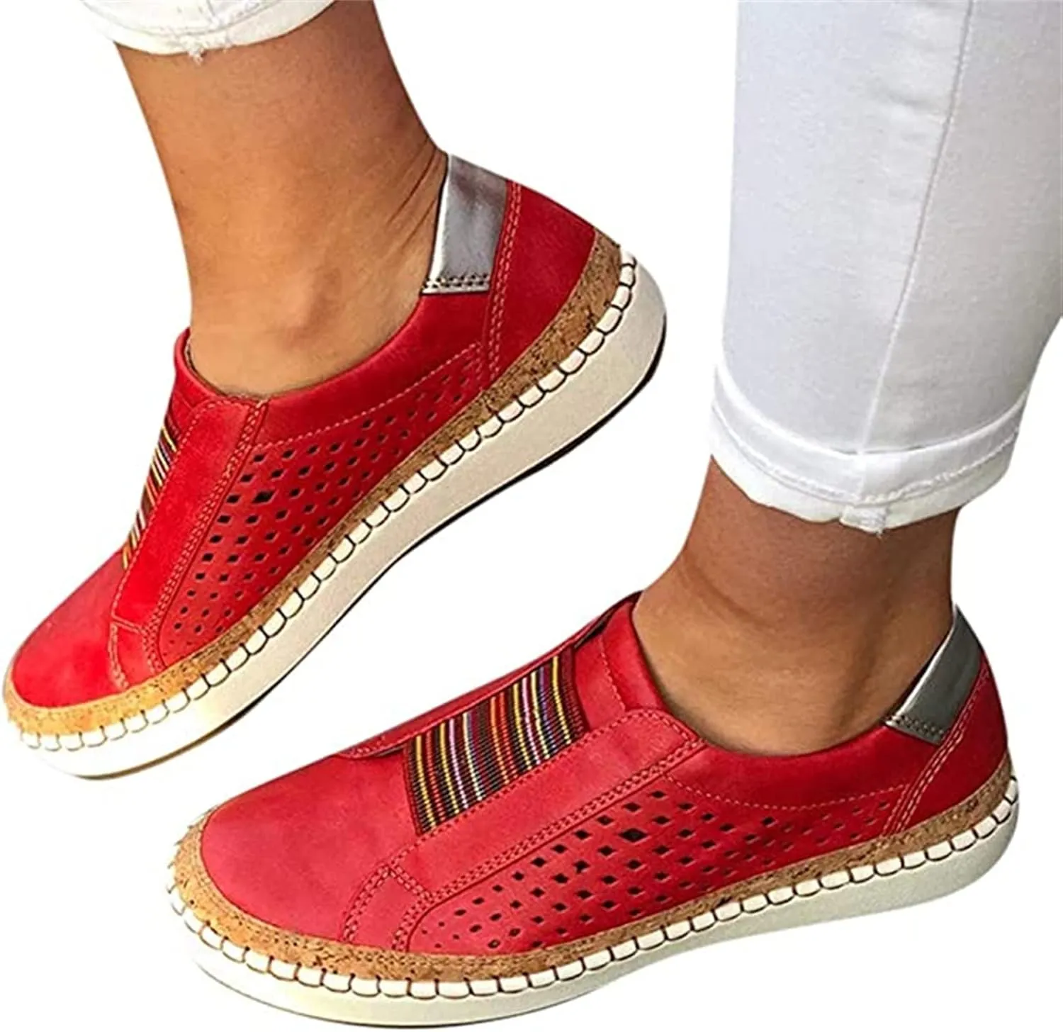 Lausiuoe Shoes for Women Sneakers Slip On Canvas Shoes Low Top Fashion Comfortable Classic Casual Soft Walking Flat Loafers