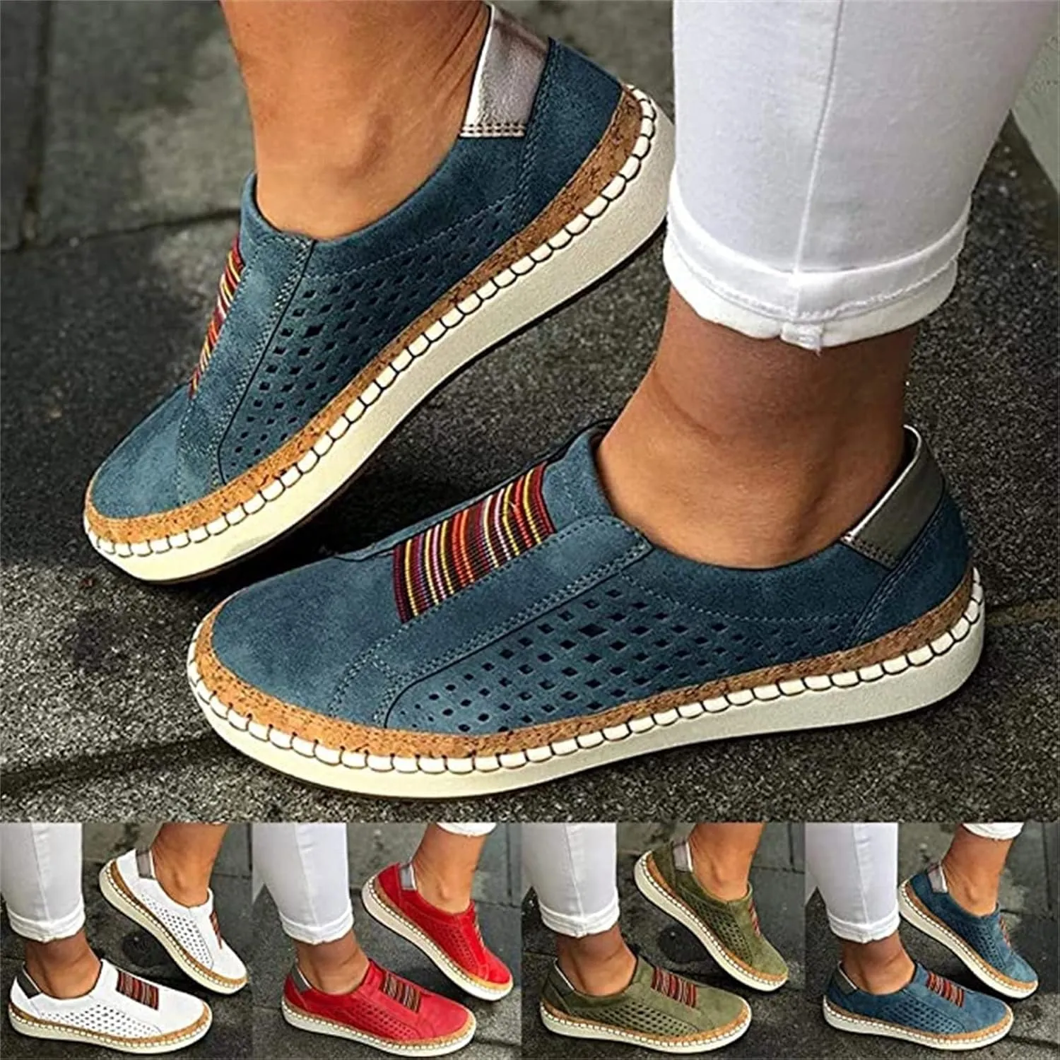 Lausiuoe Shoes for Women Sneakers Slip On Canvas Shoes Low Top Fashion Comfortable Classic Casual Soft Walking Flat Loafers