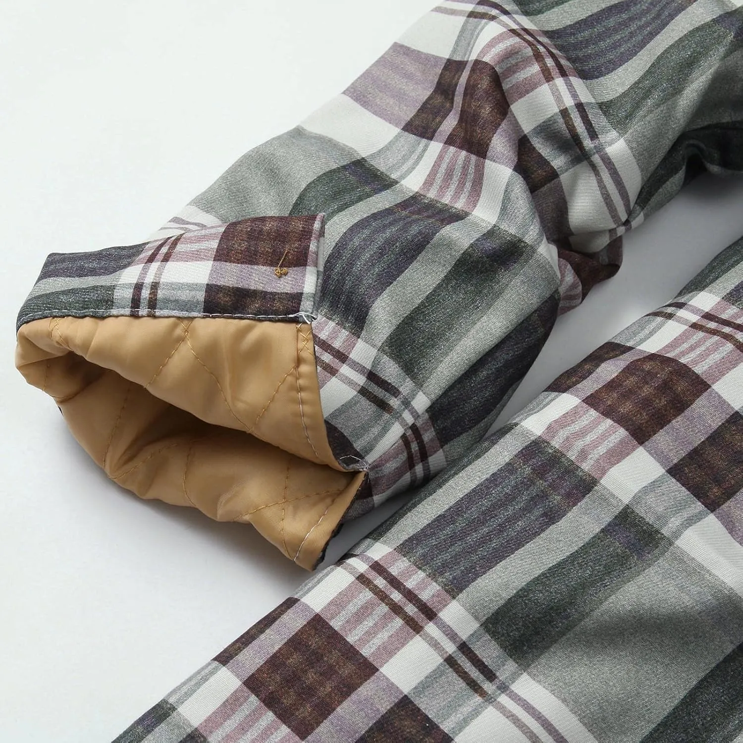LCMTWX Fleece Plaid Flannel Jacket Print Hooded Zipper Pocket Long Sleeve Shirt Patchwork Jacket Loose Casual Thickened