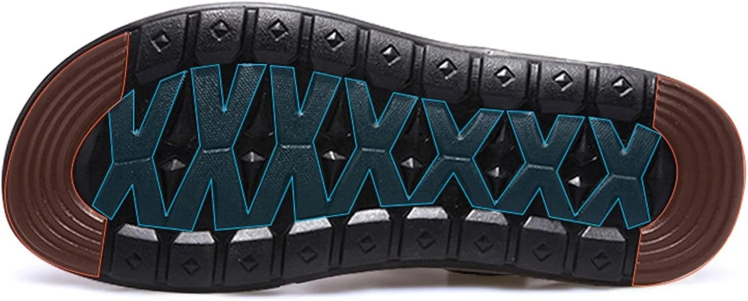 Leather Sandals for Men Outdoor Sports Sandals Breathable Orthopedic Sandals with Non-Slip Sole Comfortable Sandals