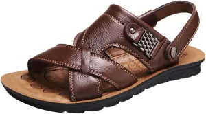 Leather Sandals for Men Outdoor Sports Sandals Breathable Orthopedic Sandals with Non-Slip Sole Comfortable Sandals