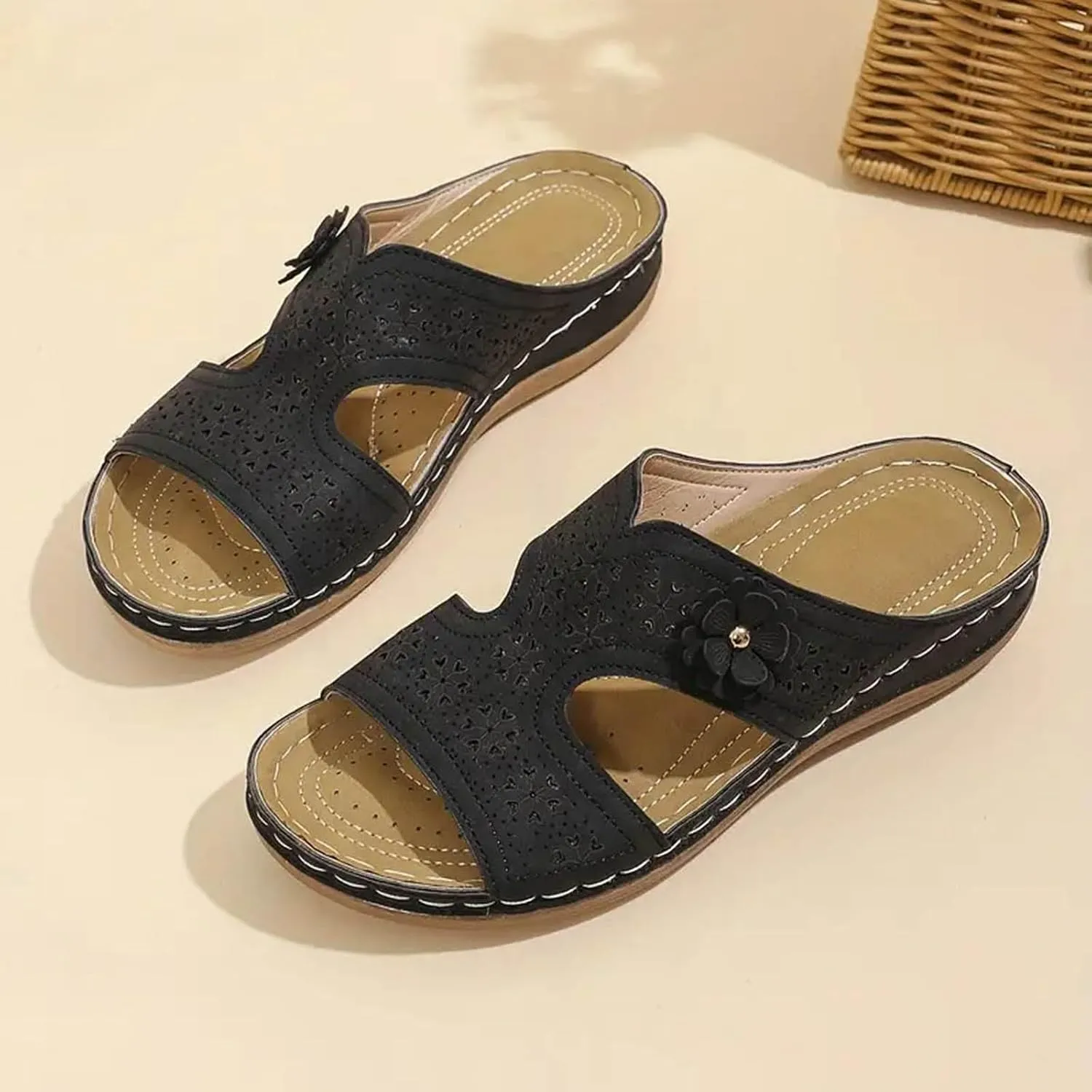 Lightweight Orthopedic Sandals for Women 2025 Mesh Breathable Casual Slip on Summer Wedge Shoes Arch Support Anti Slip Slides