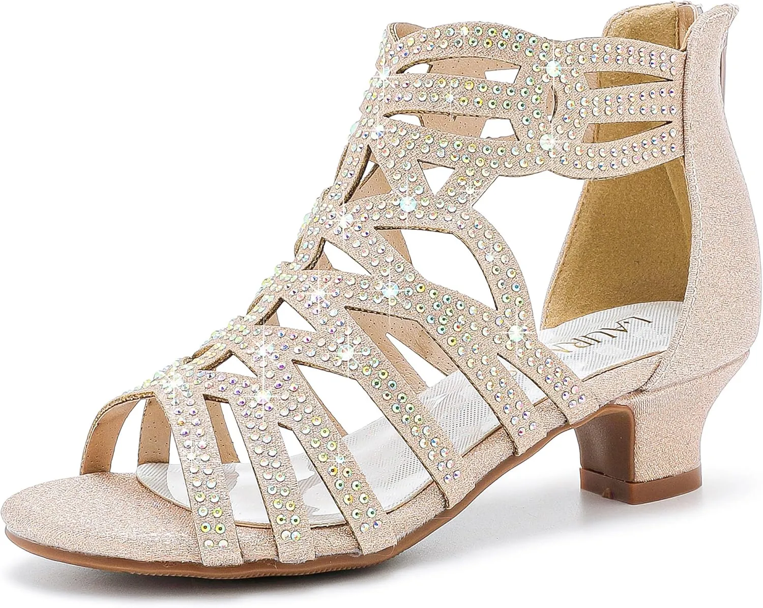 Little Girls Sandals High Heels Formal Shoes Open Toe Pump Sandals Glitter Party Wedding Shoes for Big Kids Toddler