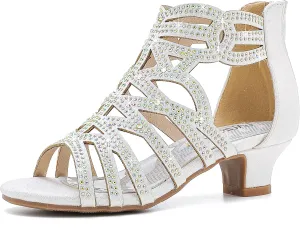 Little Girls Sandals High Heels Formal Shoes Open Toe Pump Sandals Glitter Party Wedding Shoes for Big Kids Toddler