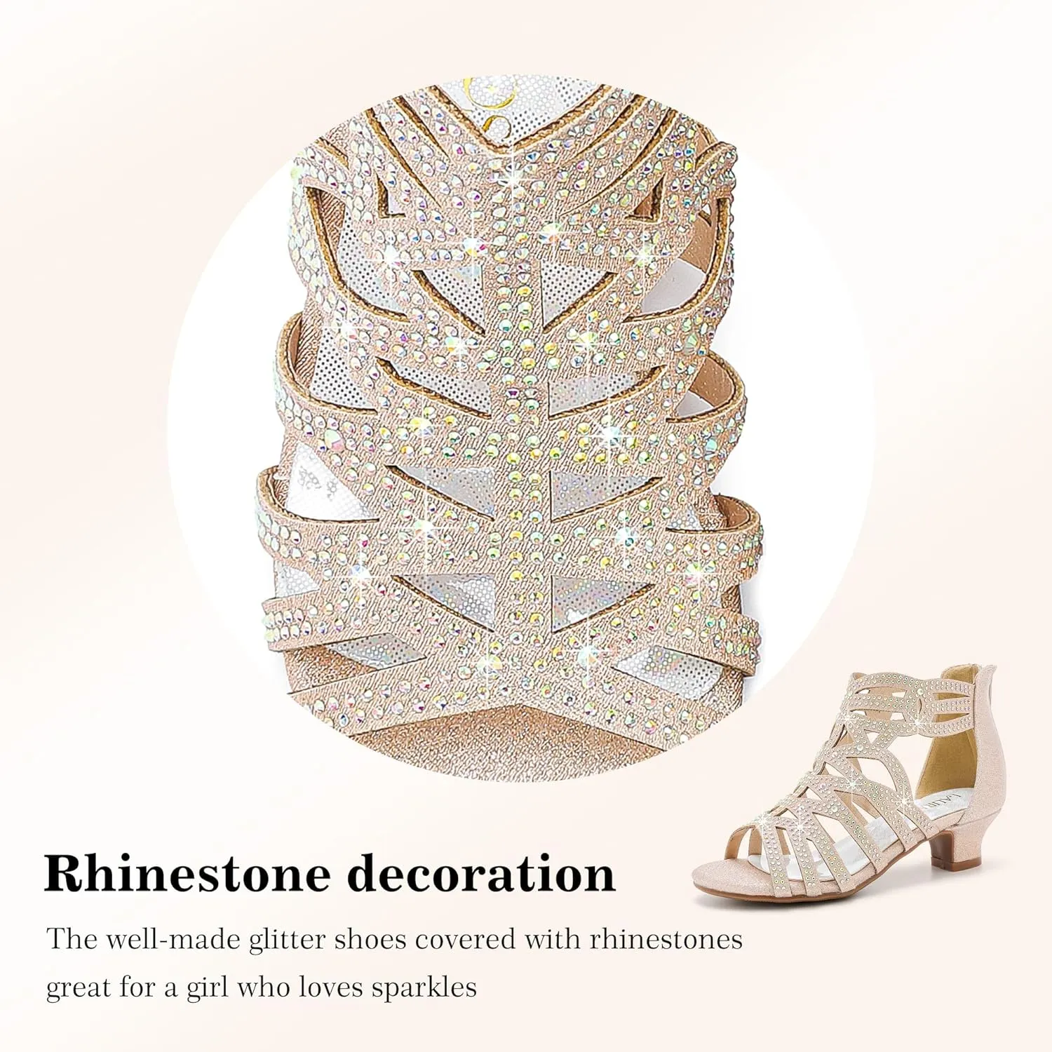 Little Girls Sandals High Heels Formal Shoes Open Toe Pump Sandals Glitter Party Wedding Shoes for Big Kids Toddler