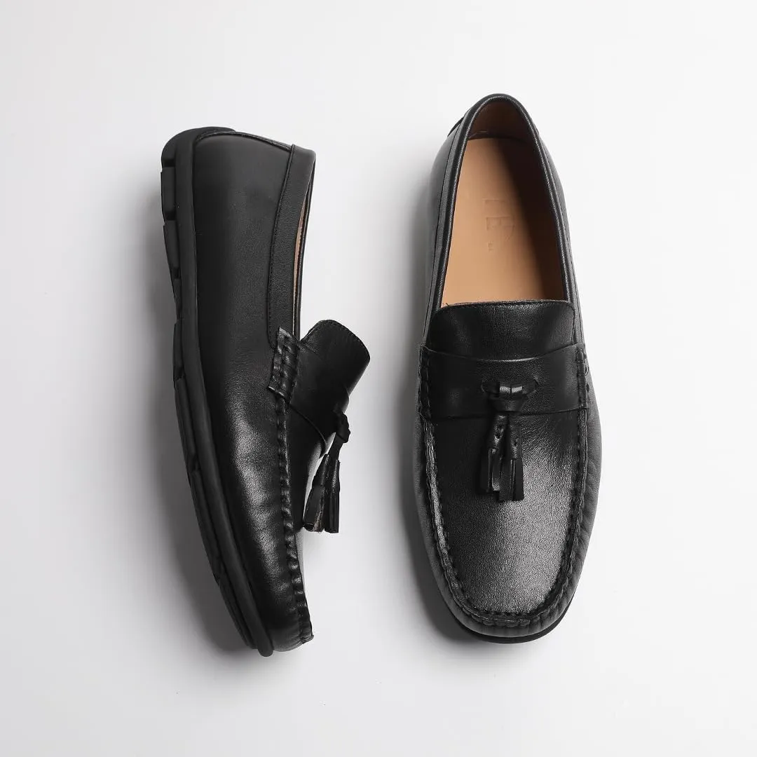 Loafers for Men - Genuine Leather Driving Moccasins with Tassels | Breathable Bean Shoes for Casual Comfort