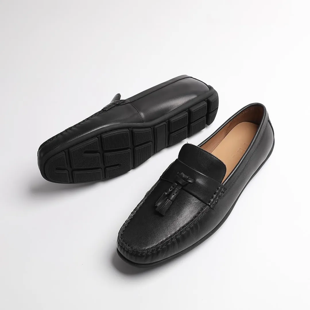 Loafers for Men - Genuine Leather Driving Moccasins with Tassels | Breathable Bean Shoes for Casual Comfort