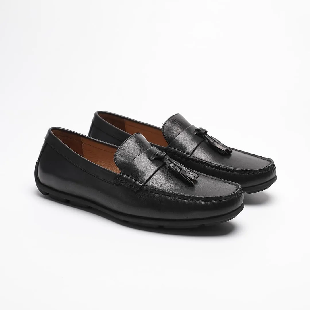 Loafers for Men - Genuine Leather Driving Moccasins with Tassels | Breathable Bean Shoes for Casual Comfort